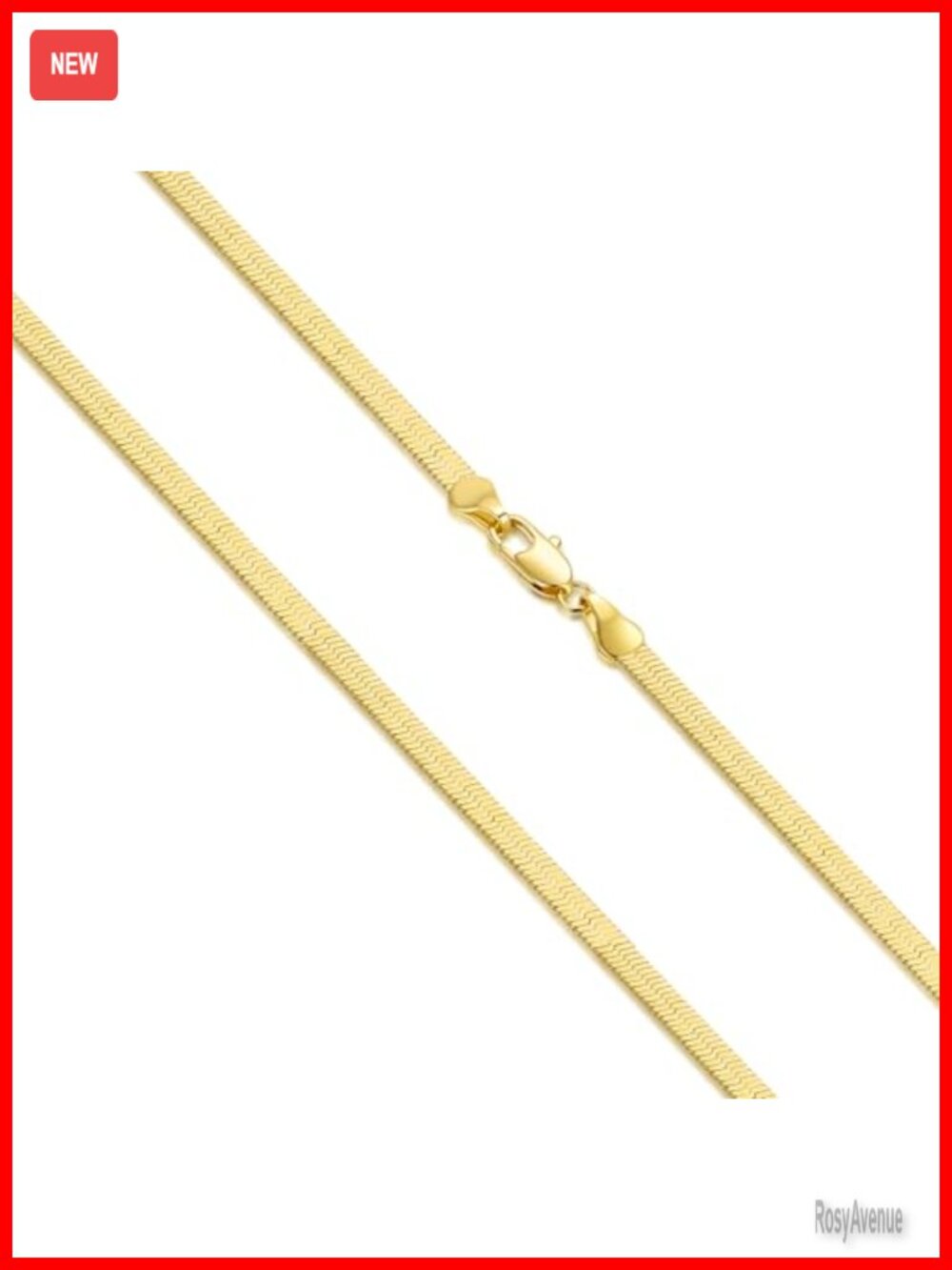 3.5mm Gold Plated Herringbone Snake Chain Necklace 18 Inch Lobster Clasp